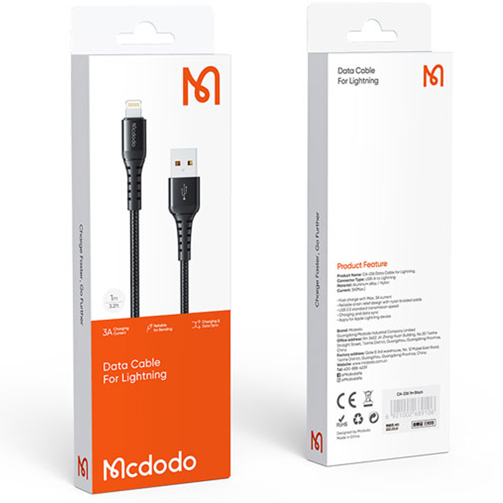 کابل شارژ Lightning To USB-A مک دودو Mcdodo مدل CA-02260 با گارانتی