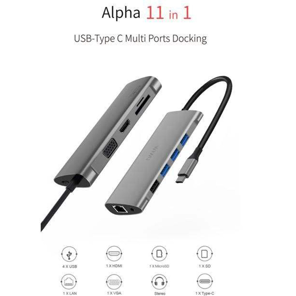 هاب 11 پورت USB-C ویوو WIWU مدل Alpha 11