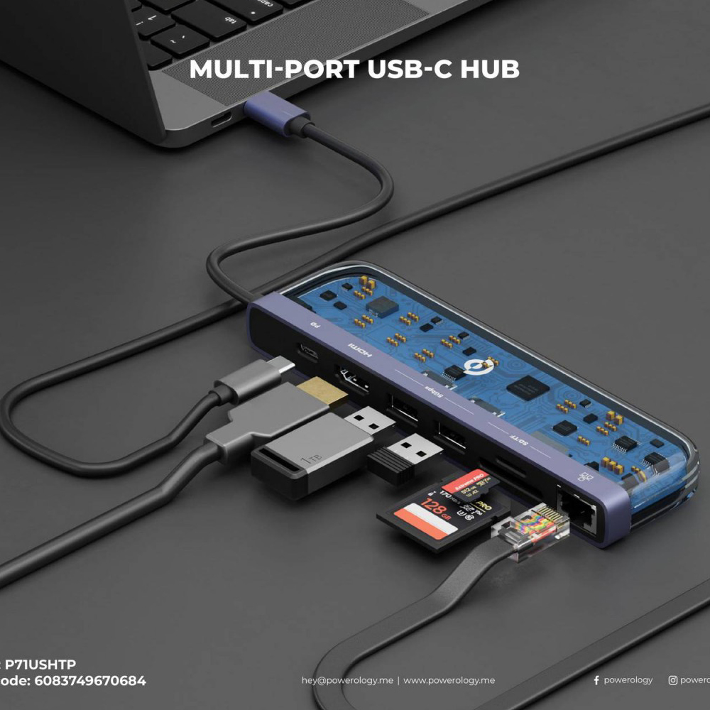 هاب 7 پورت USB-C پاورلوژی POWEROLOGY مدل P71USHTP با گارانتی