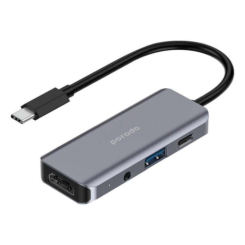 هاب 4 پورت HDMI 4K USB-C Hub پرودو Porodo مدل PD-41CHB با گارانتی