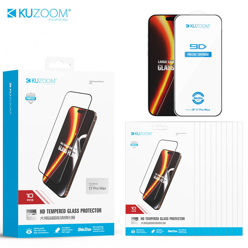 گلس KUZOOM پک 10 عددی آیفون 17 Pro و 17 Pro Max و 18 Fold