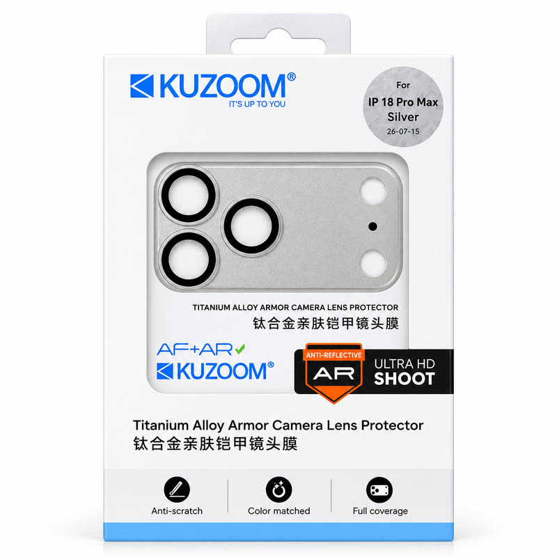 محافظ لنز تیتانیومی کوزوم KUZOOM آیفون 18 پرو مکس