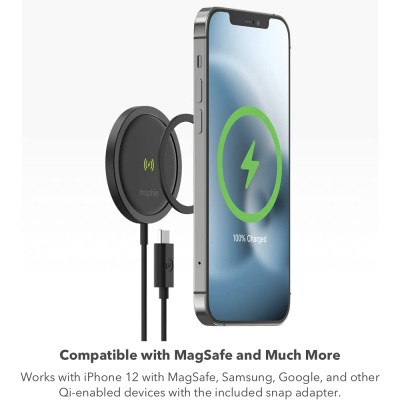 شارژر مگسیف MagSafe به همراه رینگ مگسیف موفی Mophie مدل Snap+Wireless Charge