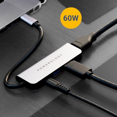 هاب 4 پورت پاورولوژی مدل P4CHBGY با گارانتی | POWEROLOGY 4 port USB-C hub