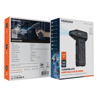 جت‌فن دمنده پرودو PORODO مدل Turboblast Portable Air Blower PDADUSBK با گارانتی
