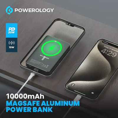پاور بانک Power Bank مگ‌سیف‌دار پاورولوژی POWEROLOGY مدلPPBCHA34-GY 10000 mAh با گارانتی