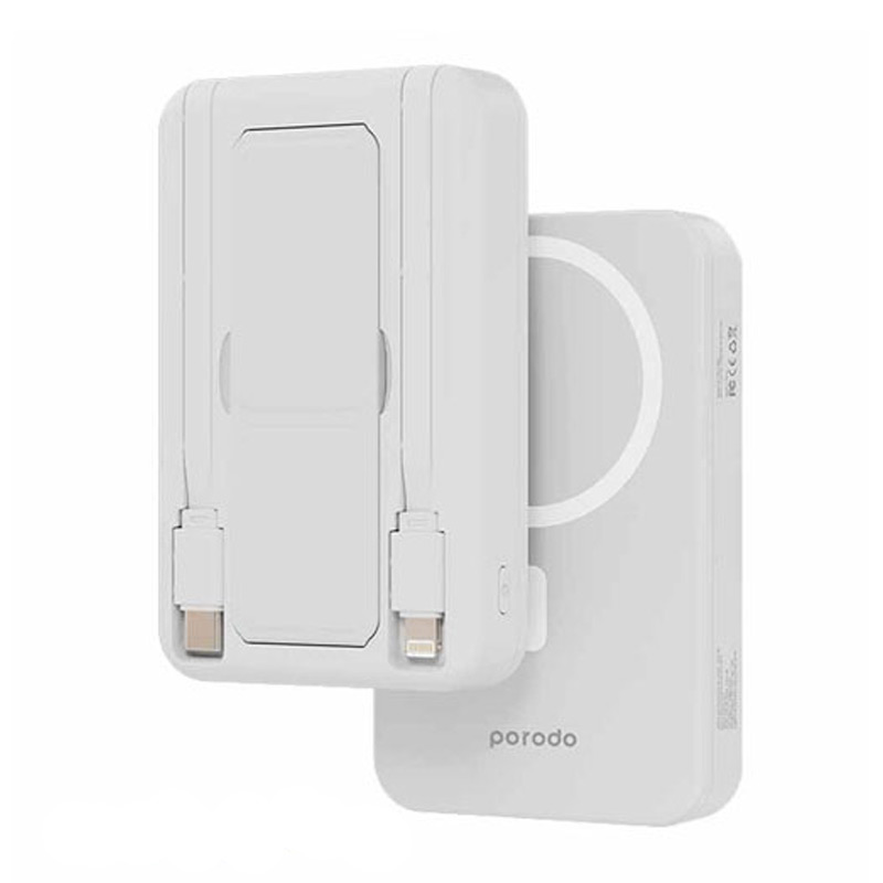 پاوربانک مگسیف همراه با کابل پرودو Porodo مدل Magsafe Grip Attach 10000mAh با گارانتی